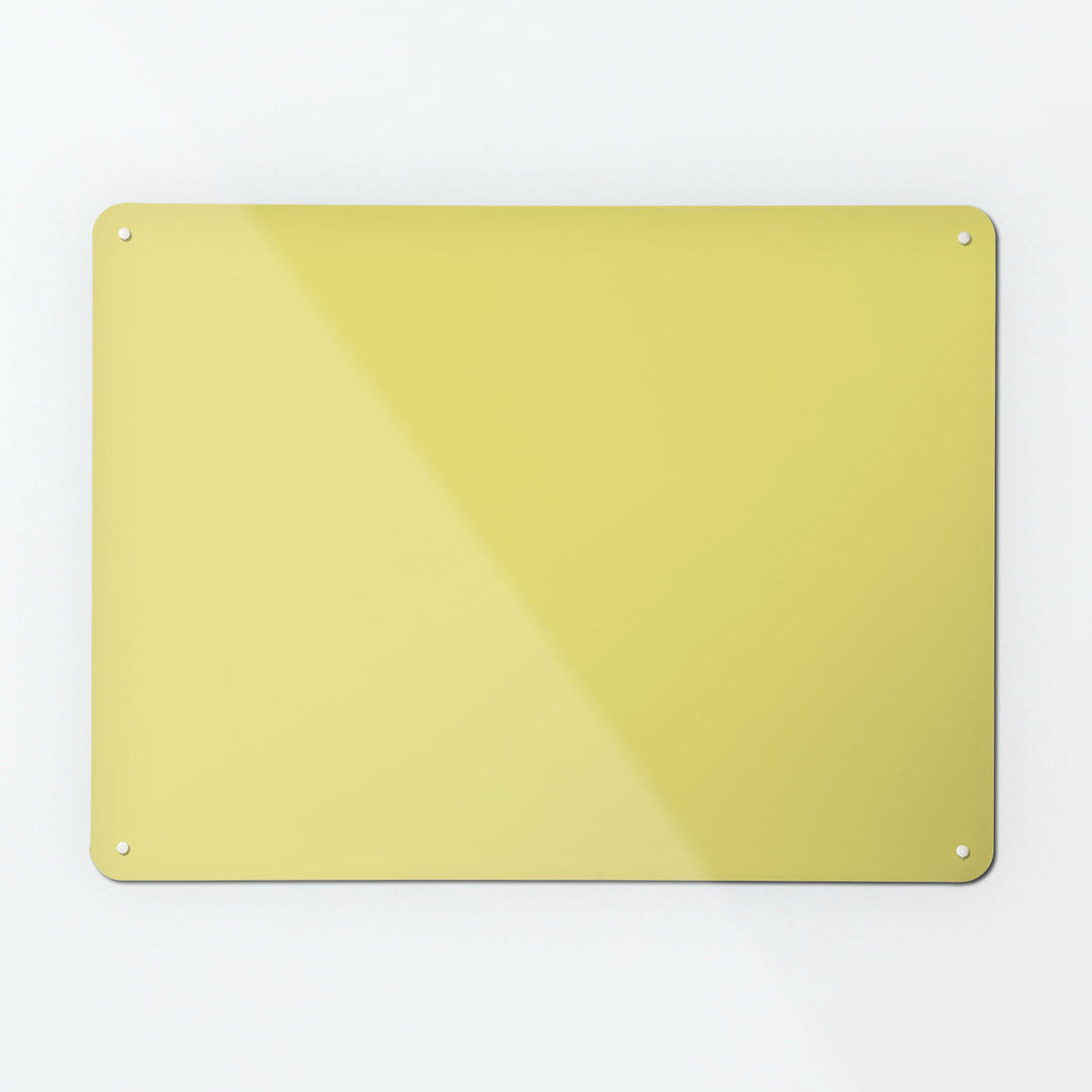 A large plain yellow magnetic notice board by Beyond the Fridge