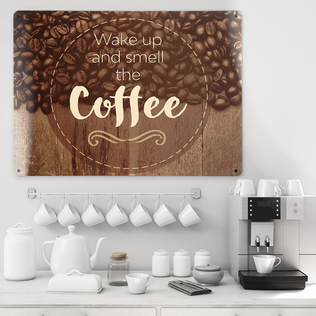 A café with a large magnetic menu panel