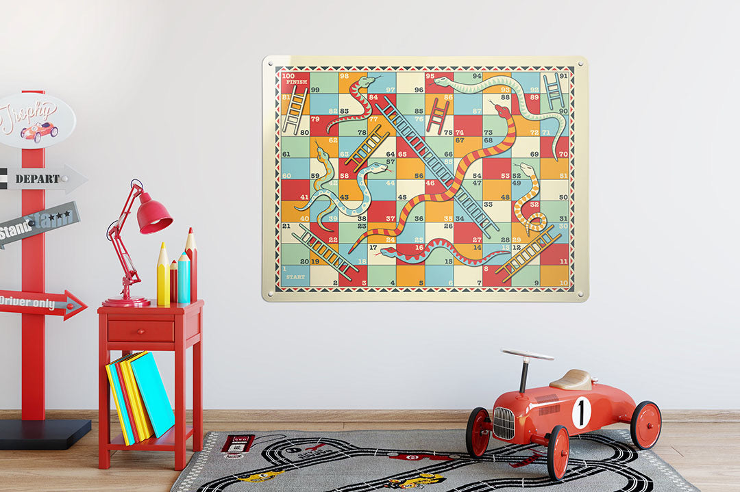 Snakes and ladders magnetic board in a playroom