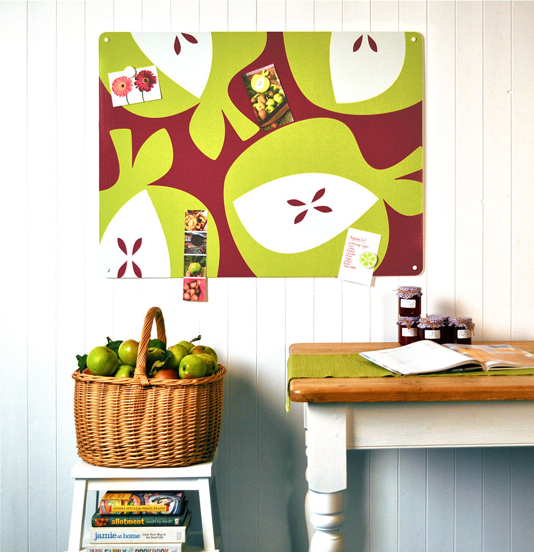 Kitchen panel holding notes and photographs