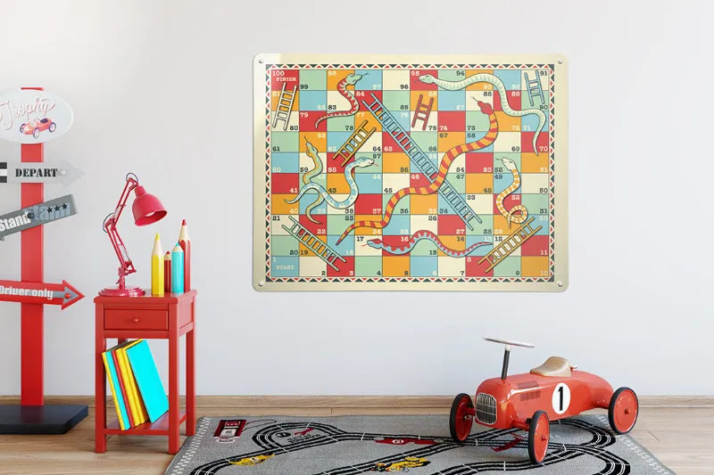 Snakes and ladders magnetic board in a playroom