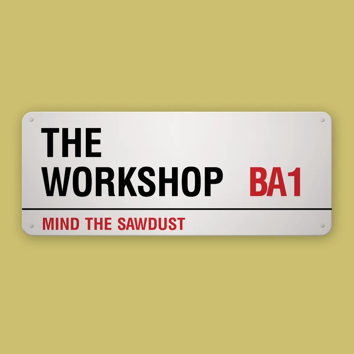 A personalised London street sign reading The Workshop