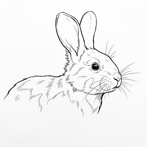A rabbit portrait as line drawing