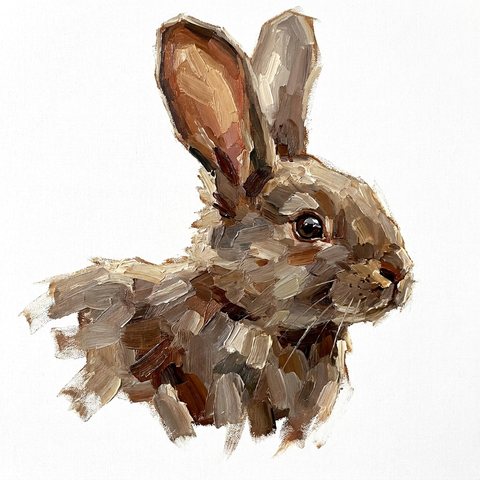 A rabbit portrait as oil painting