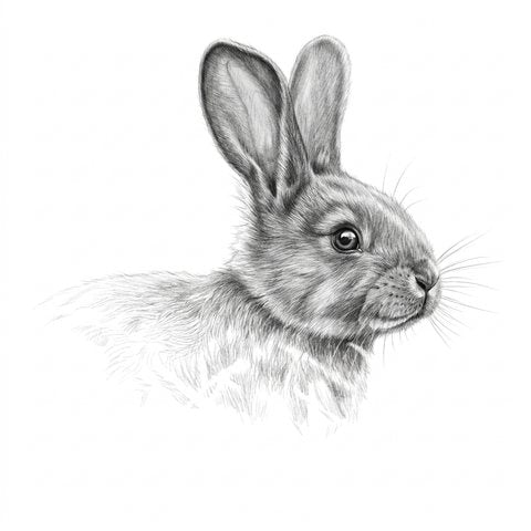 A rabbit portrait as pencil sketch
