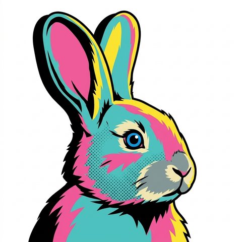 A rabbit portrait as pop art