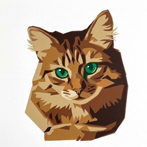 A cat portrait as screen print