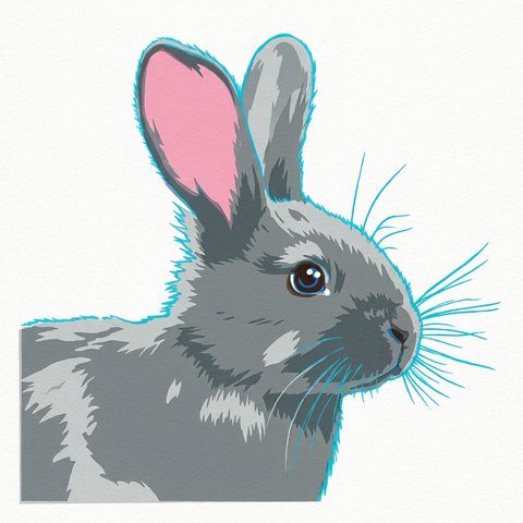 A rabbit portrait as screen print