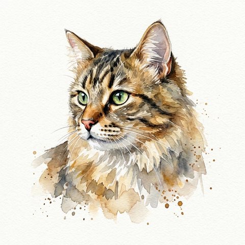 A cat portrait as watercolour