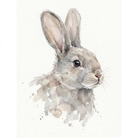 A rabbit portrait as watercolour